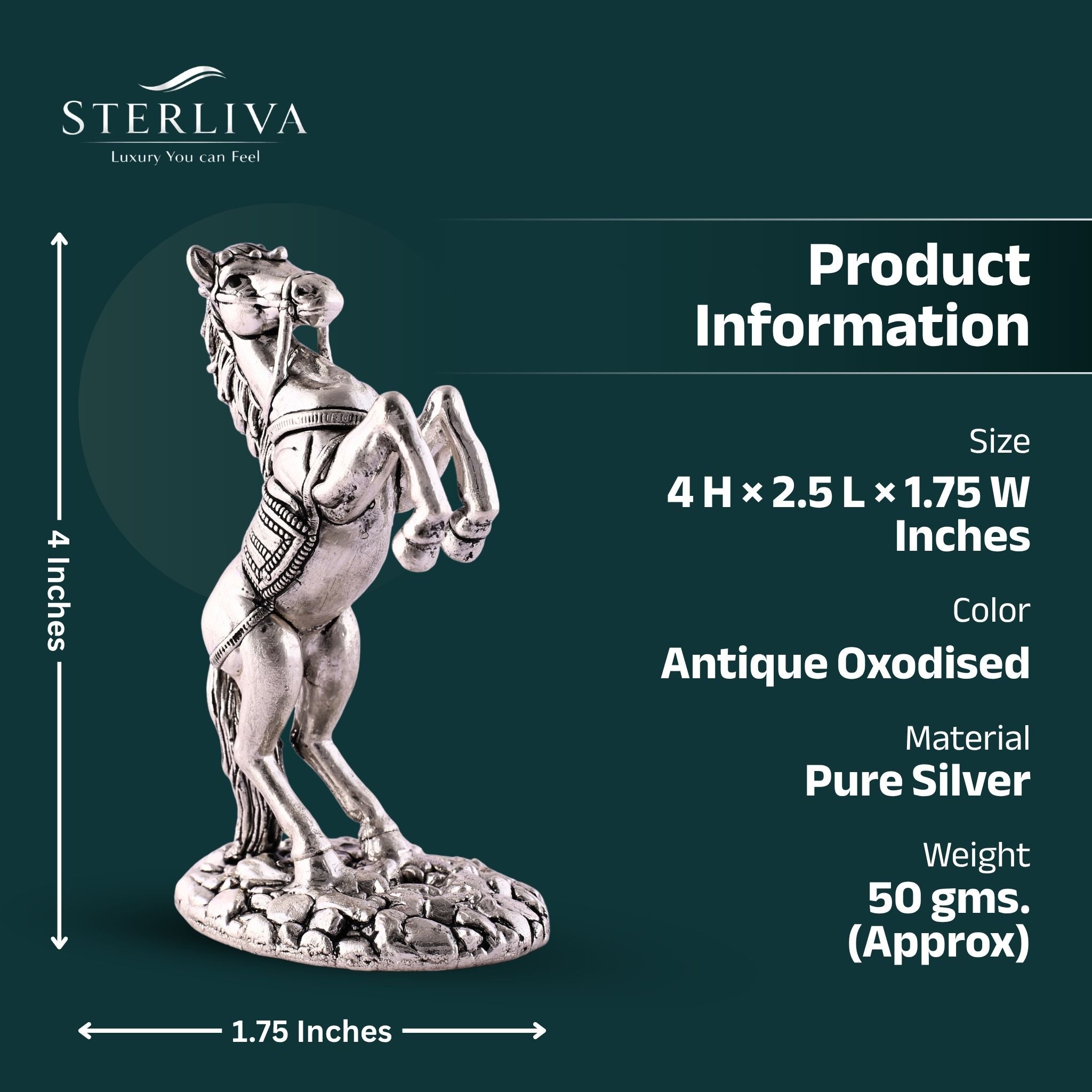 Jumping Horse Silver Statue