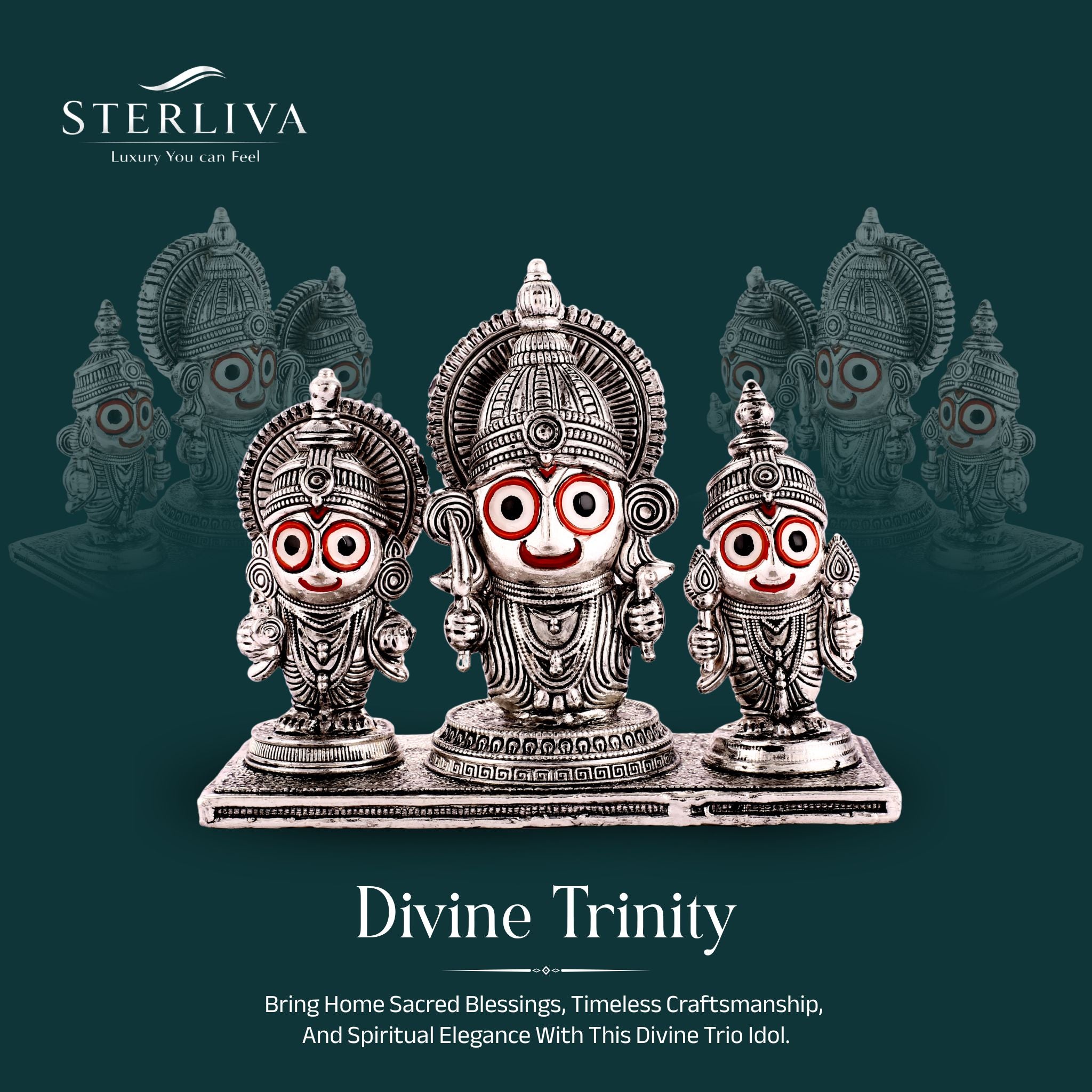 Sterliva Pure Silver Antique Oxidised Jagannath Ji Ido