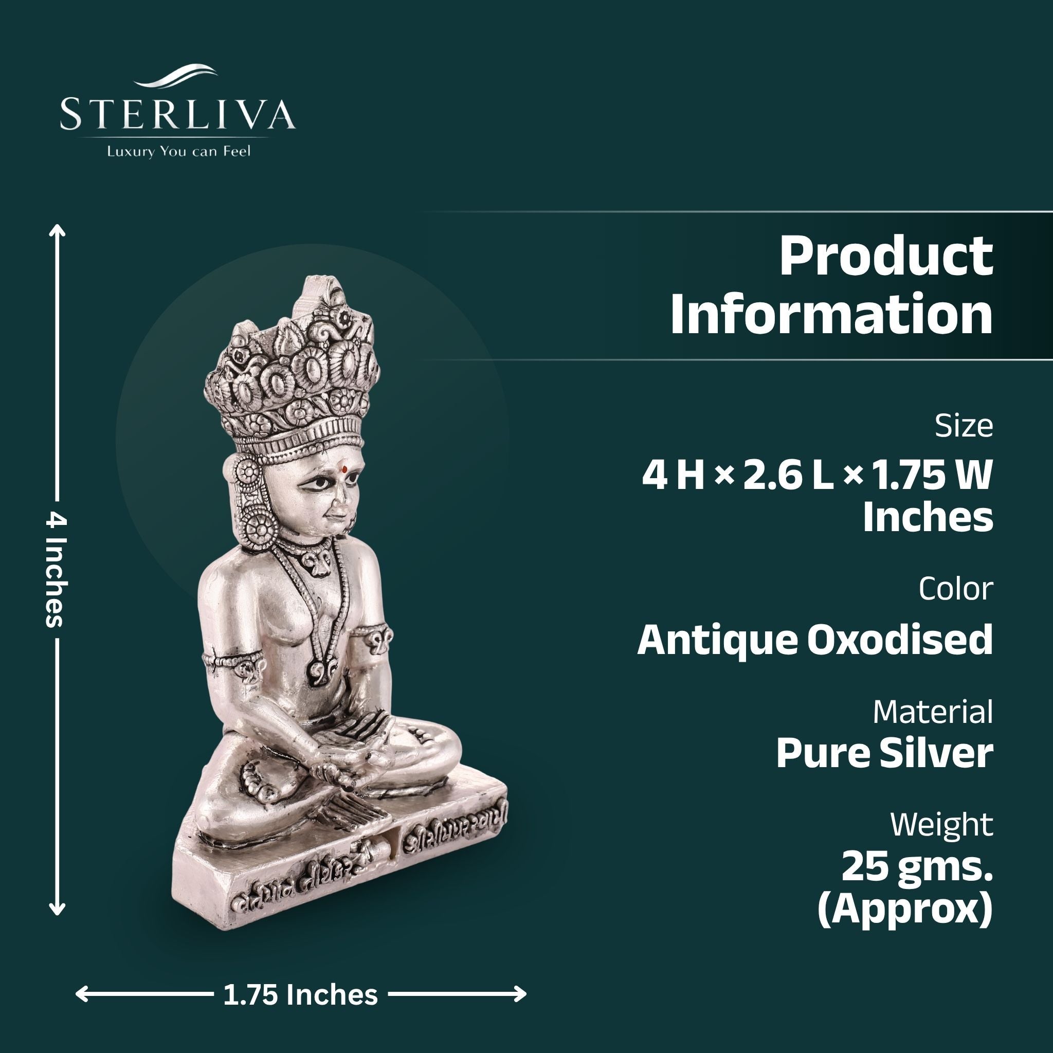 Pure Silver Simandhar Swami Idol