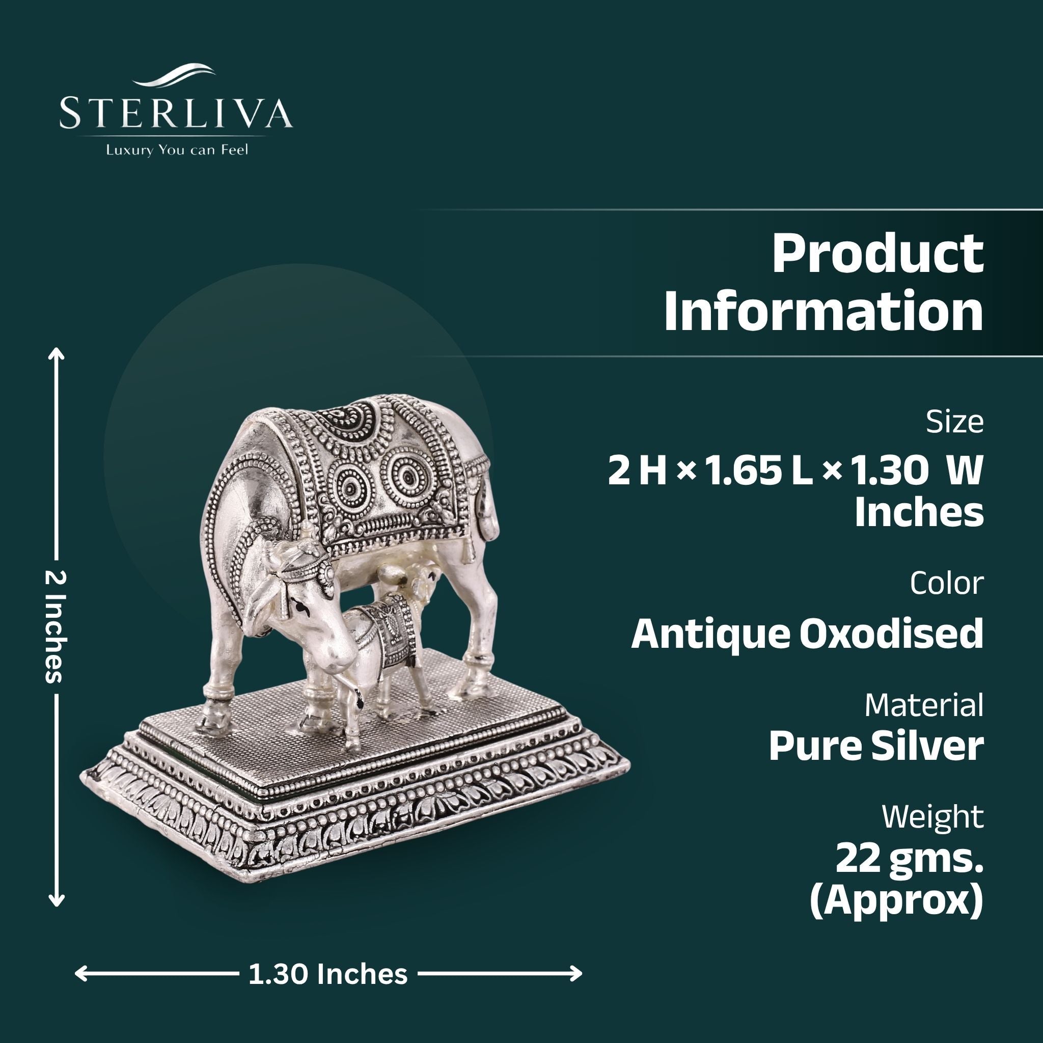 Sterliva Pure Silver Cow and Calf Idol