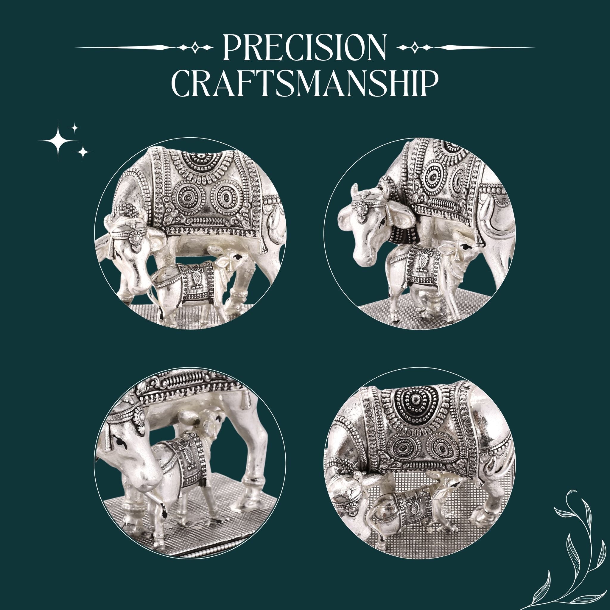 Sterliva Pure Silver Cow and Calf Idol