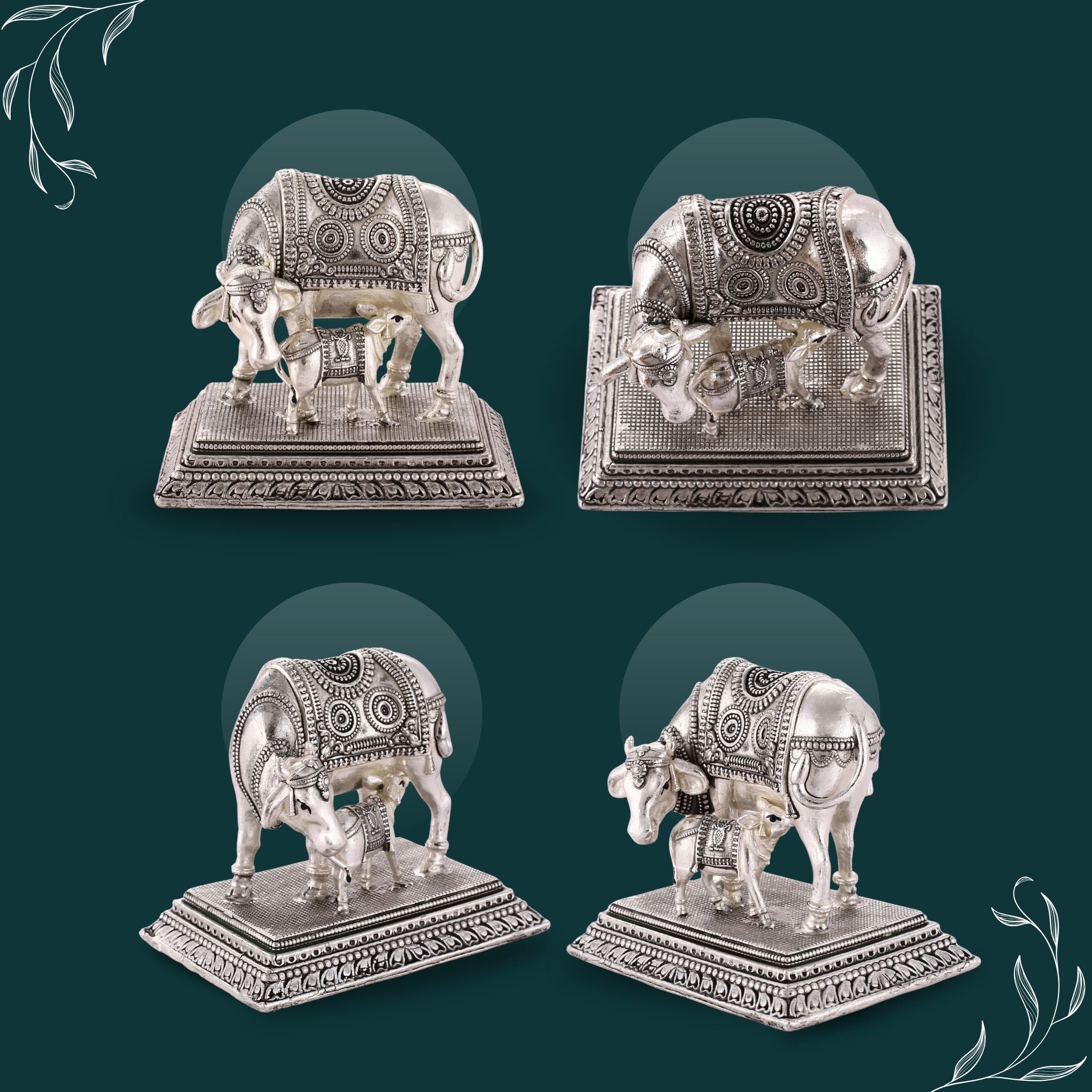 Sterliva Pure Silver Cow and Calf Idol