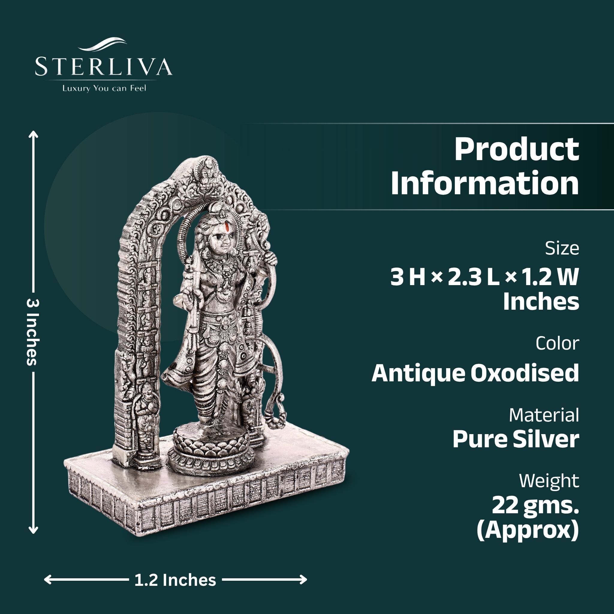 Sterliva Pure Silver Shree Ram Lalla Idol