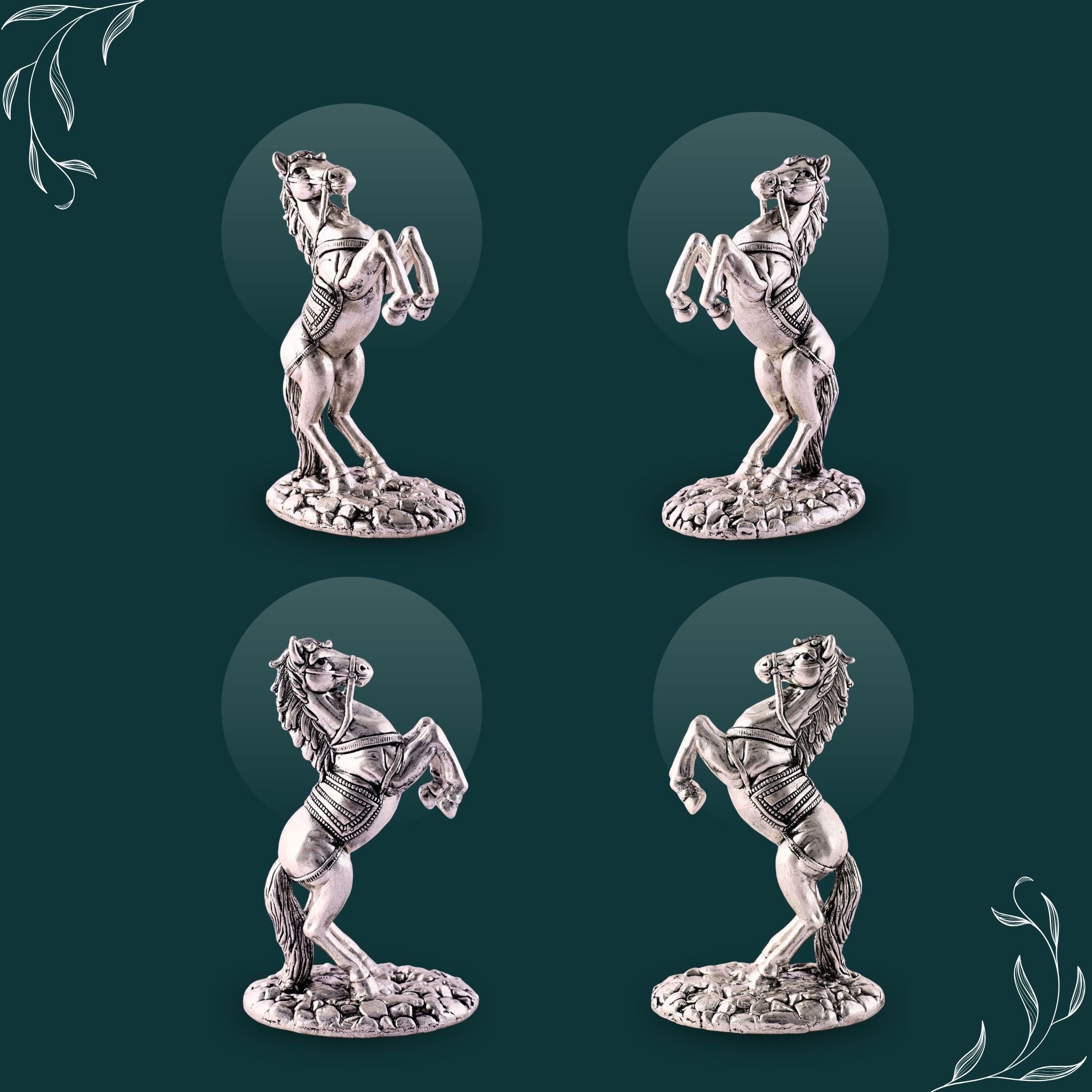 Jumping Horse Silver Statue