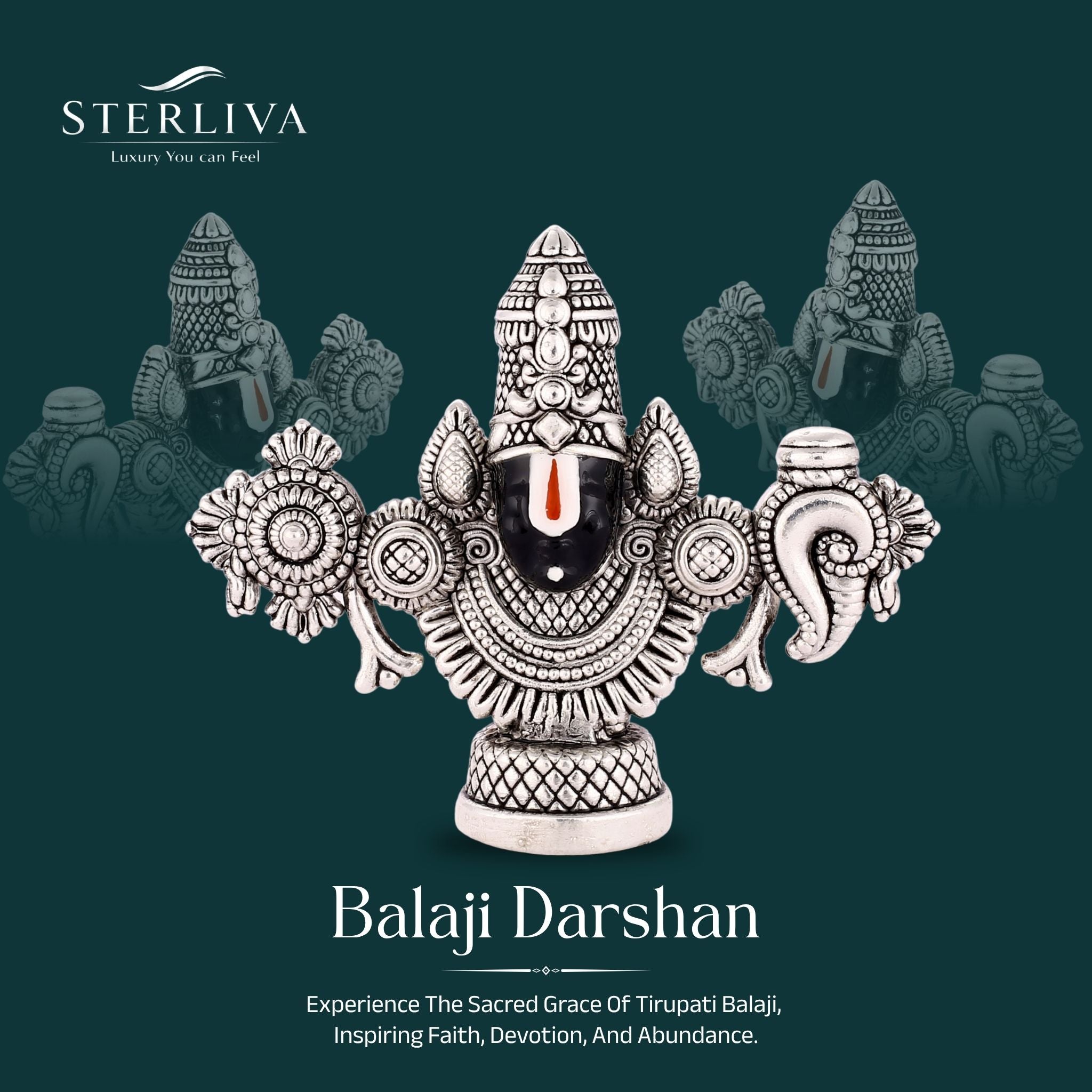 Sterliva Pure Silver Lord Balaji Idol