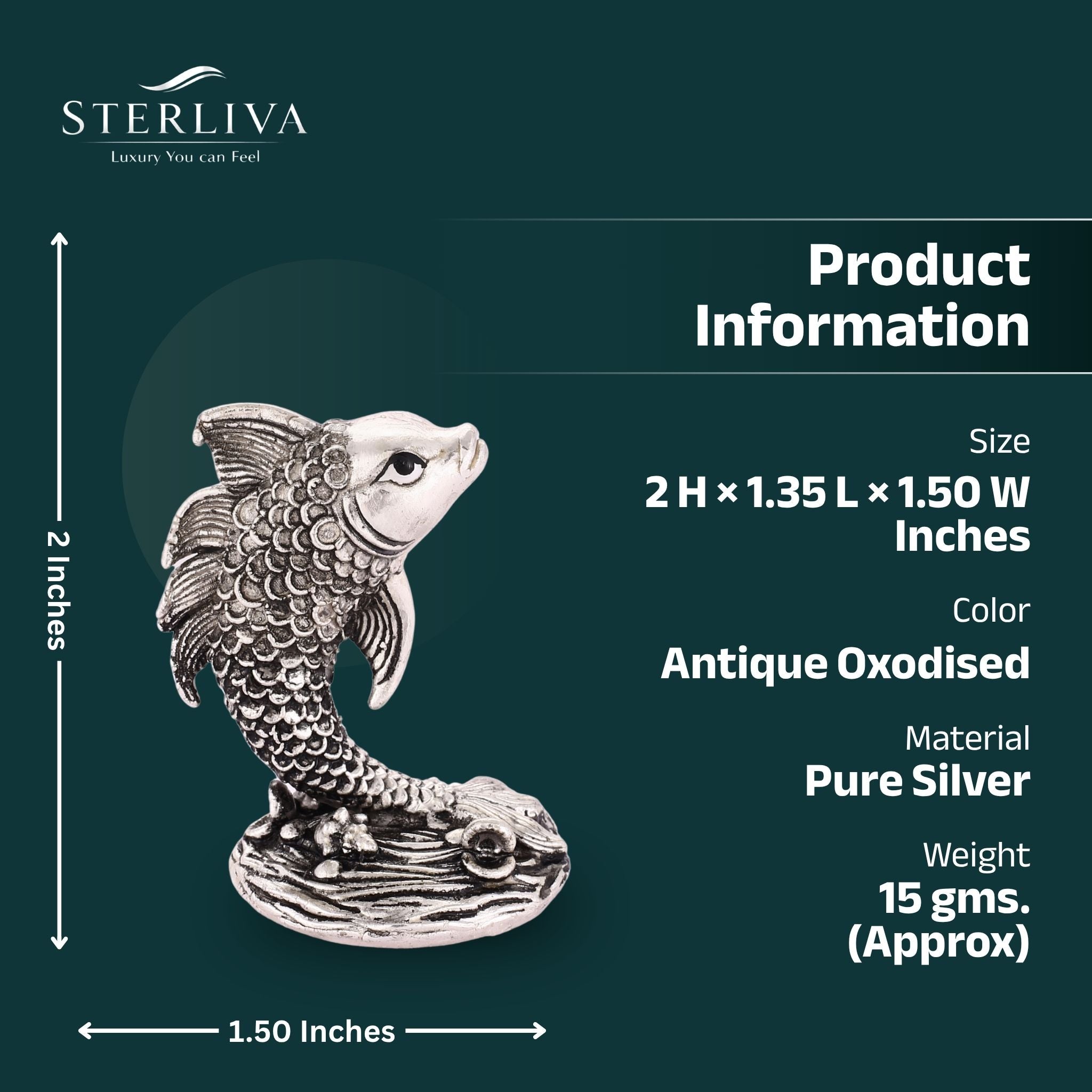 Sterliva Pure Silver Curved Fish Idol