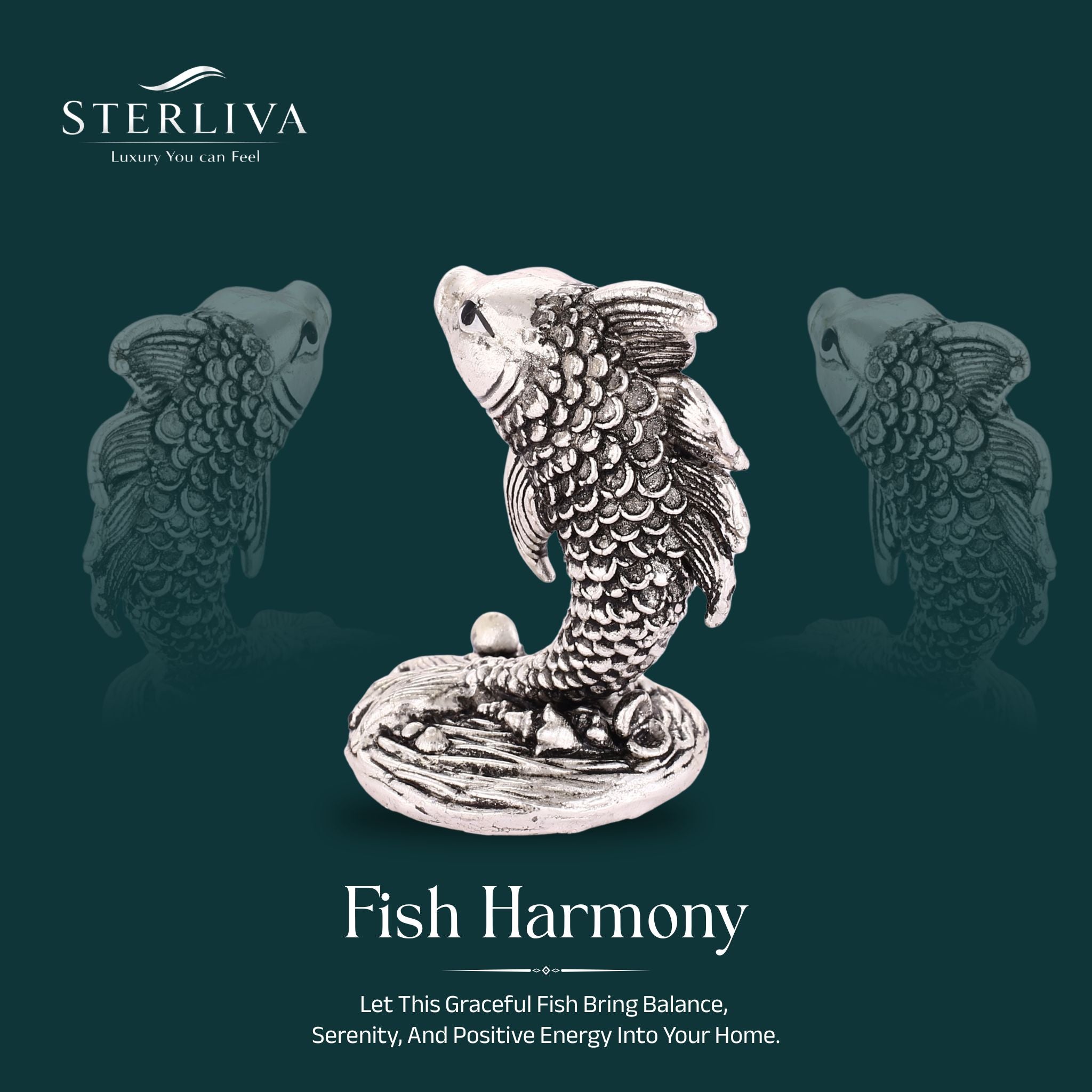Sterliva Pure Silver Curved Fish Idol