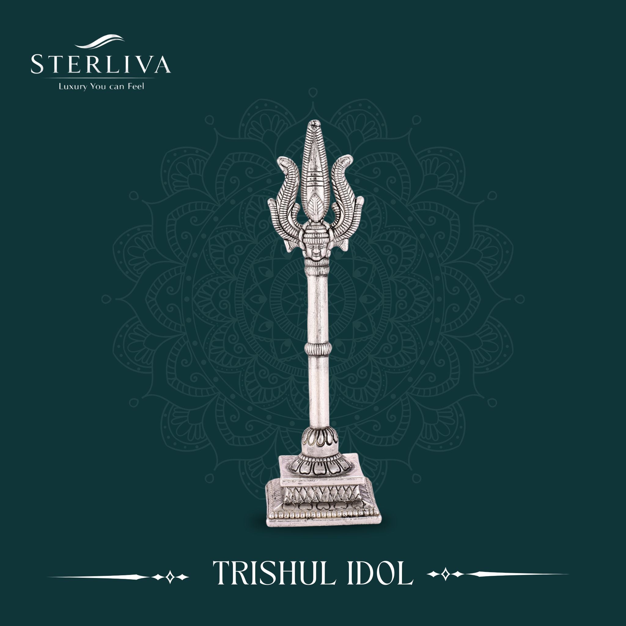 Sterliva Pure Silver Trishul Idol