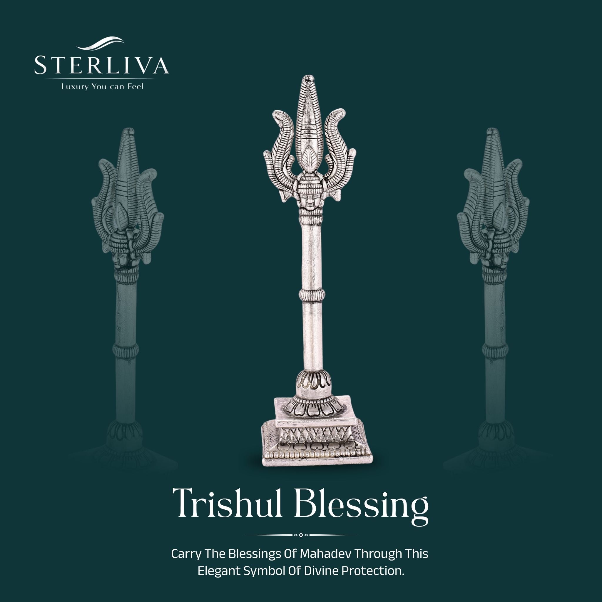 Sterliva Pure Silver Trishul Idol