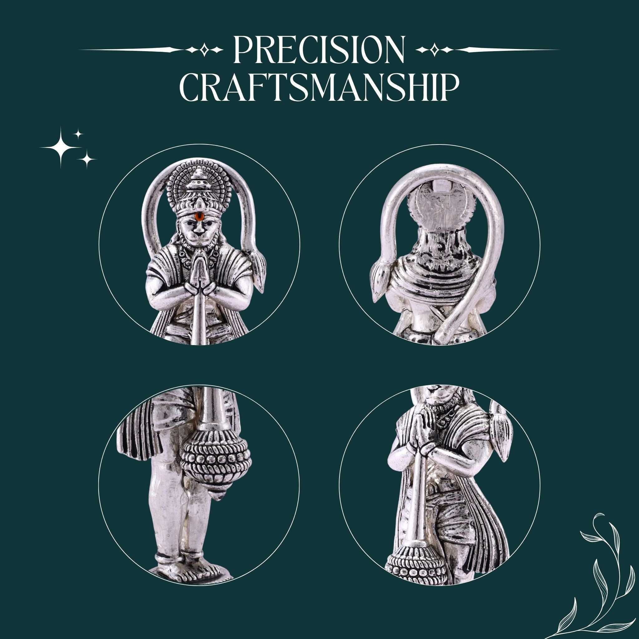 Hanuman Ji (Stand) Pure Silver Idol