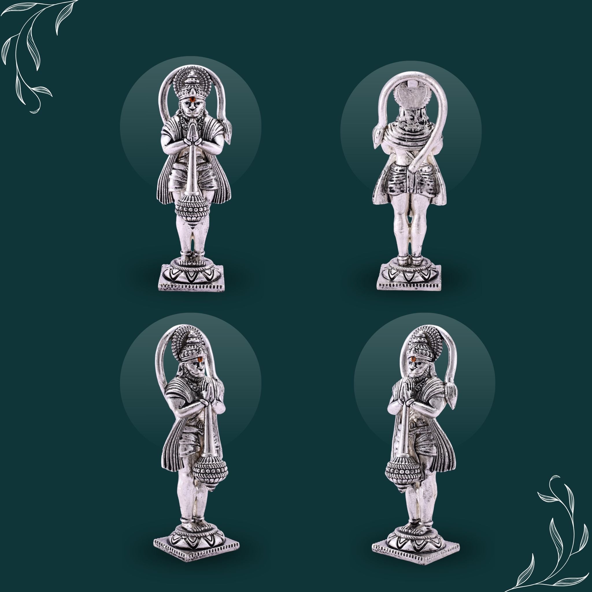 Hanuman Ji (Stand) Pure Silver Idol