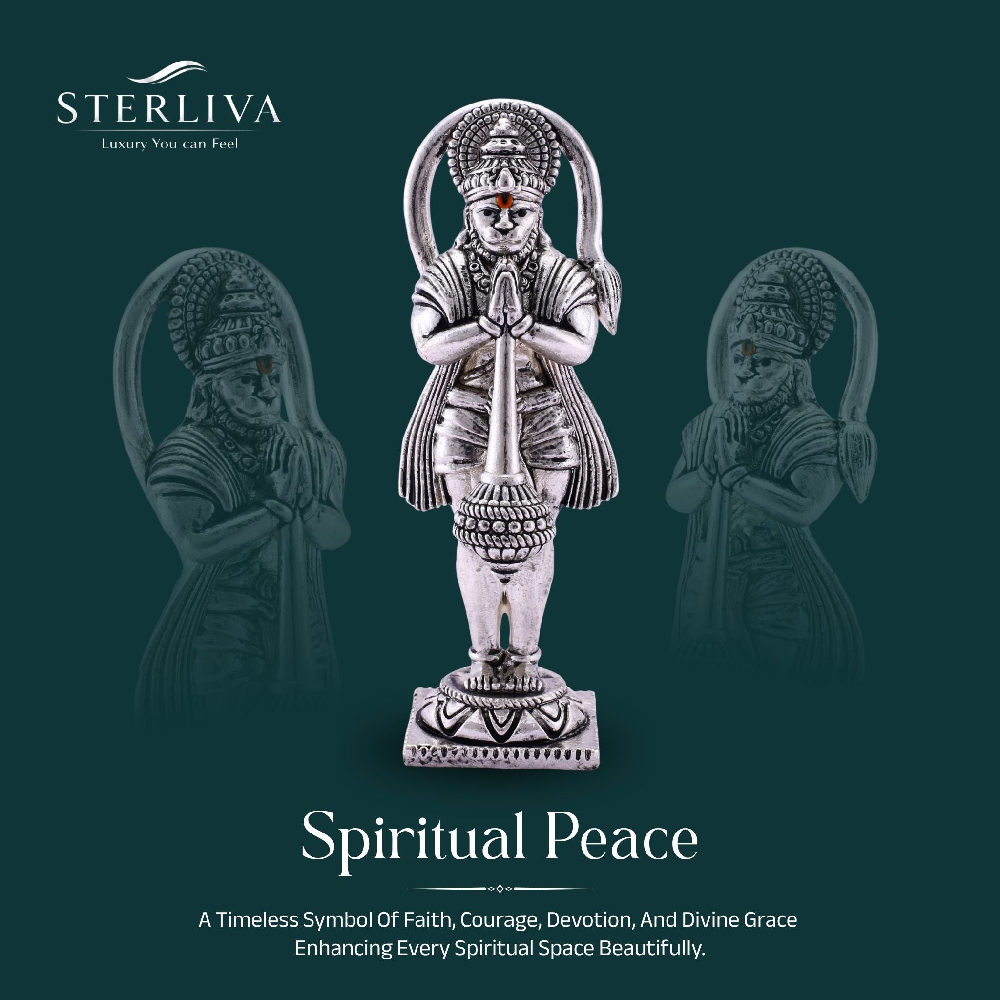 Hanuman Ji (Stand) Pure Silver Idol