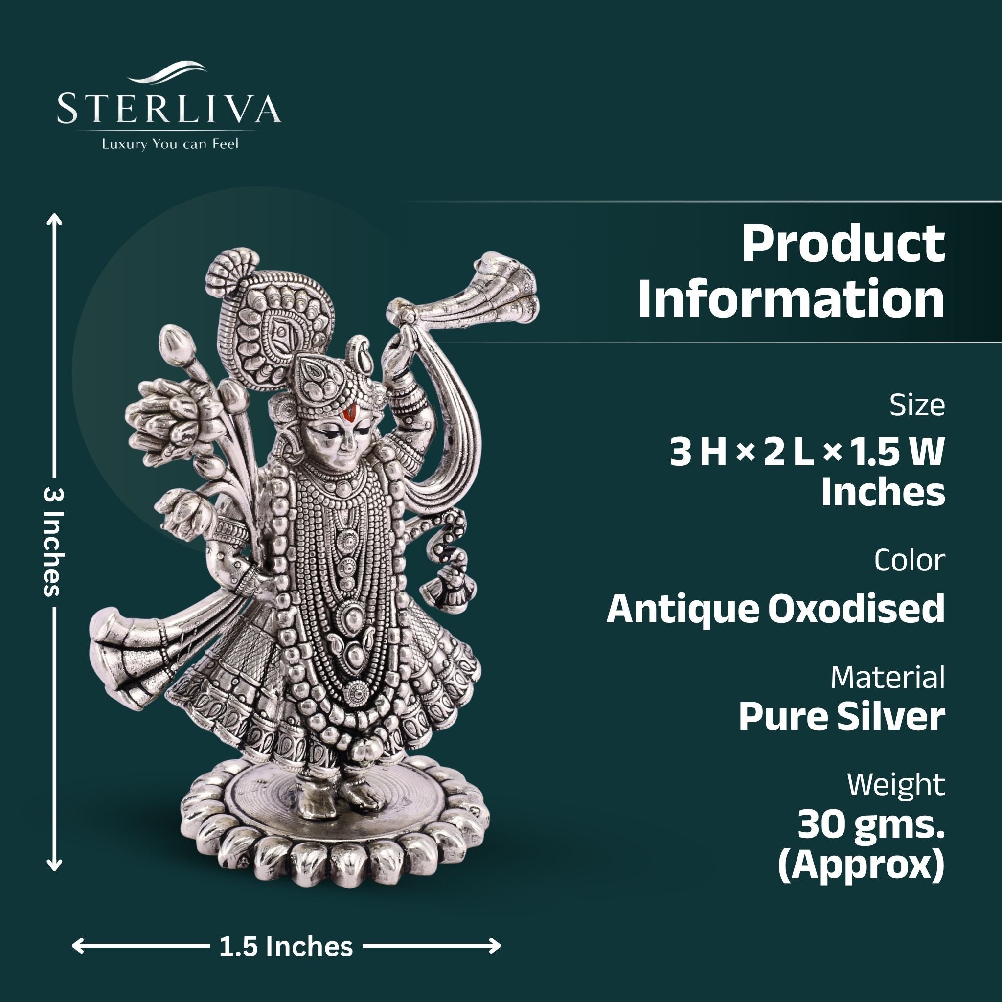 Shree Nathji Pure Silver Idol