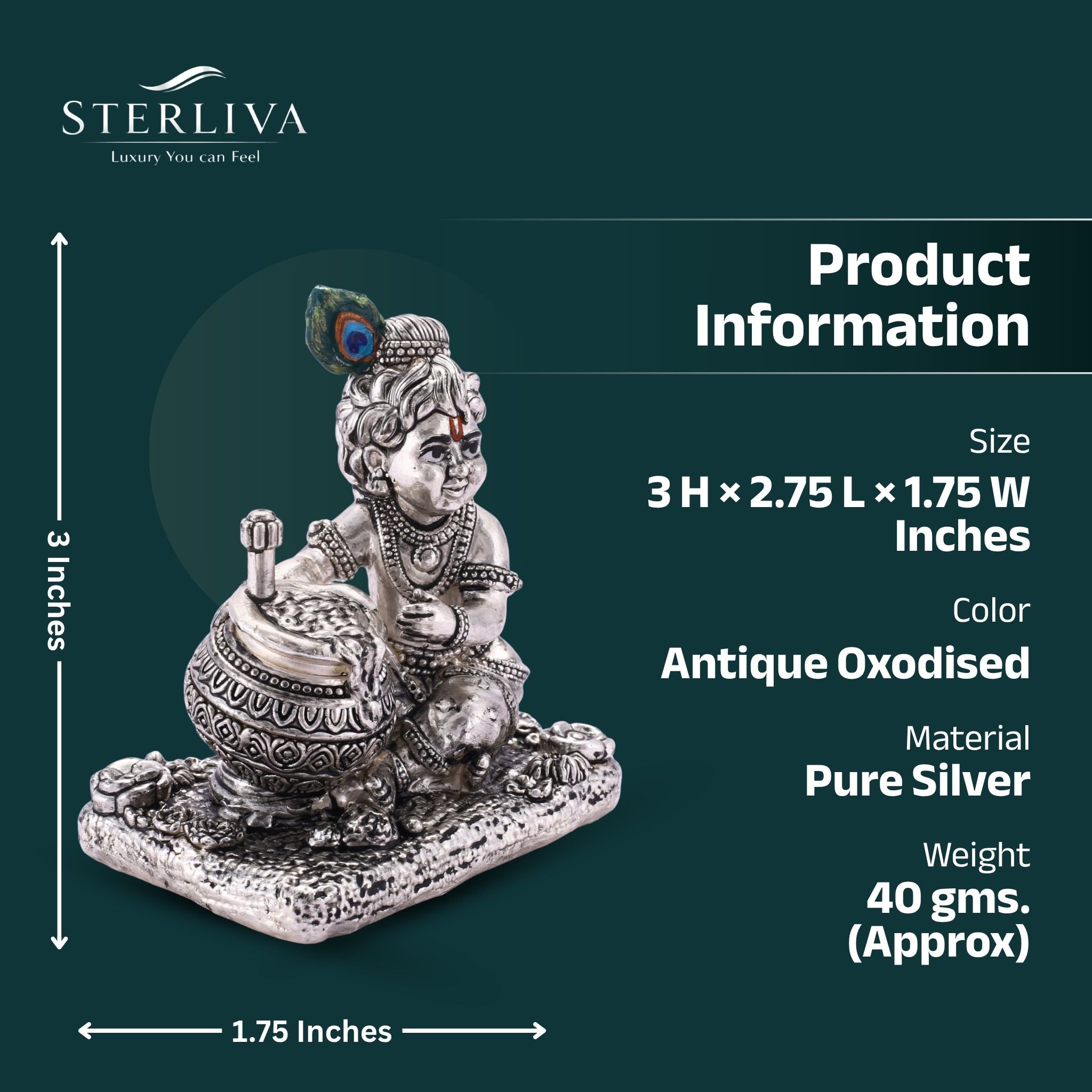 Makhhan Gopal Pure Silver Idol