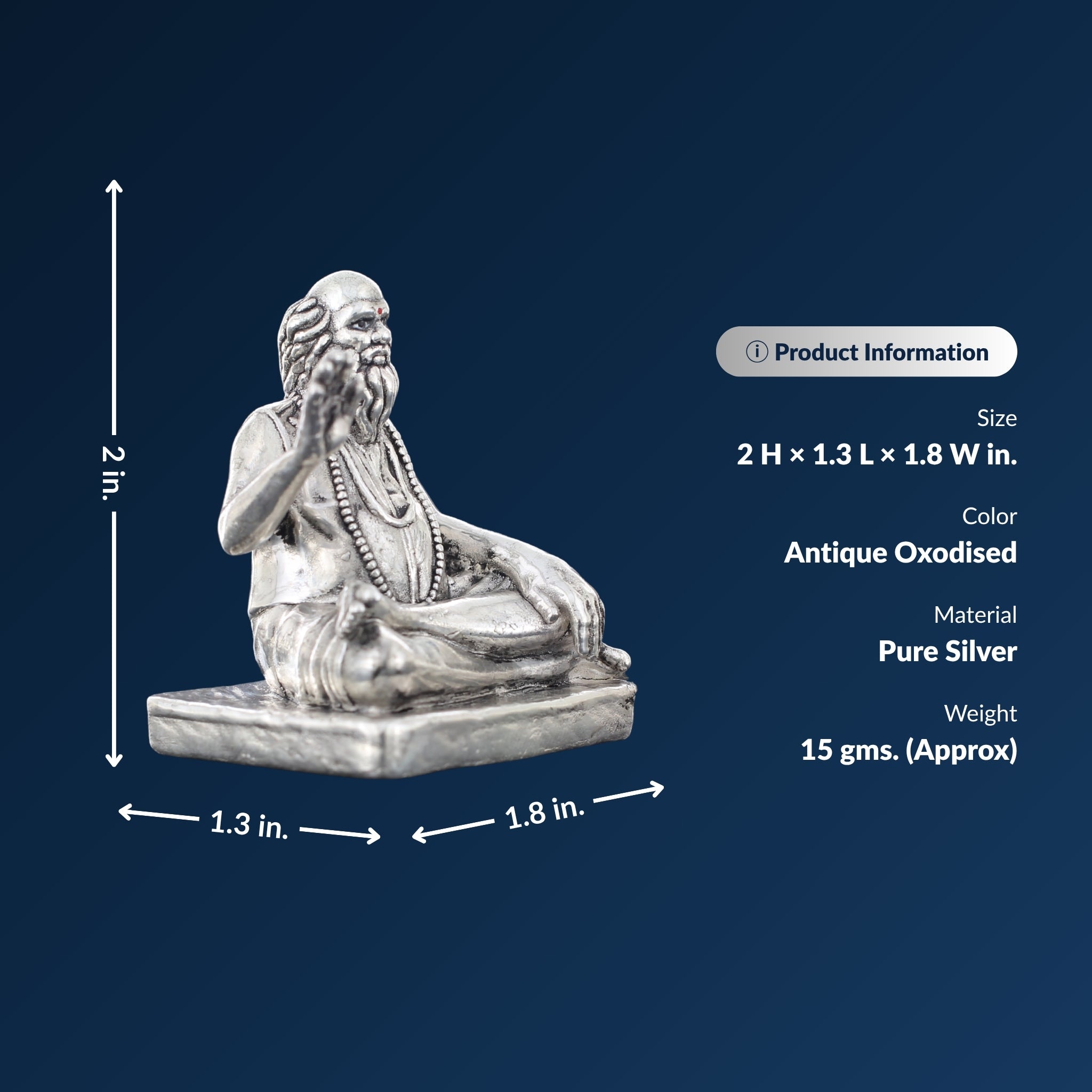 STERLIVA Pure Silver Bajrangdas Bapa Idol