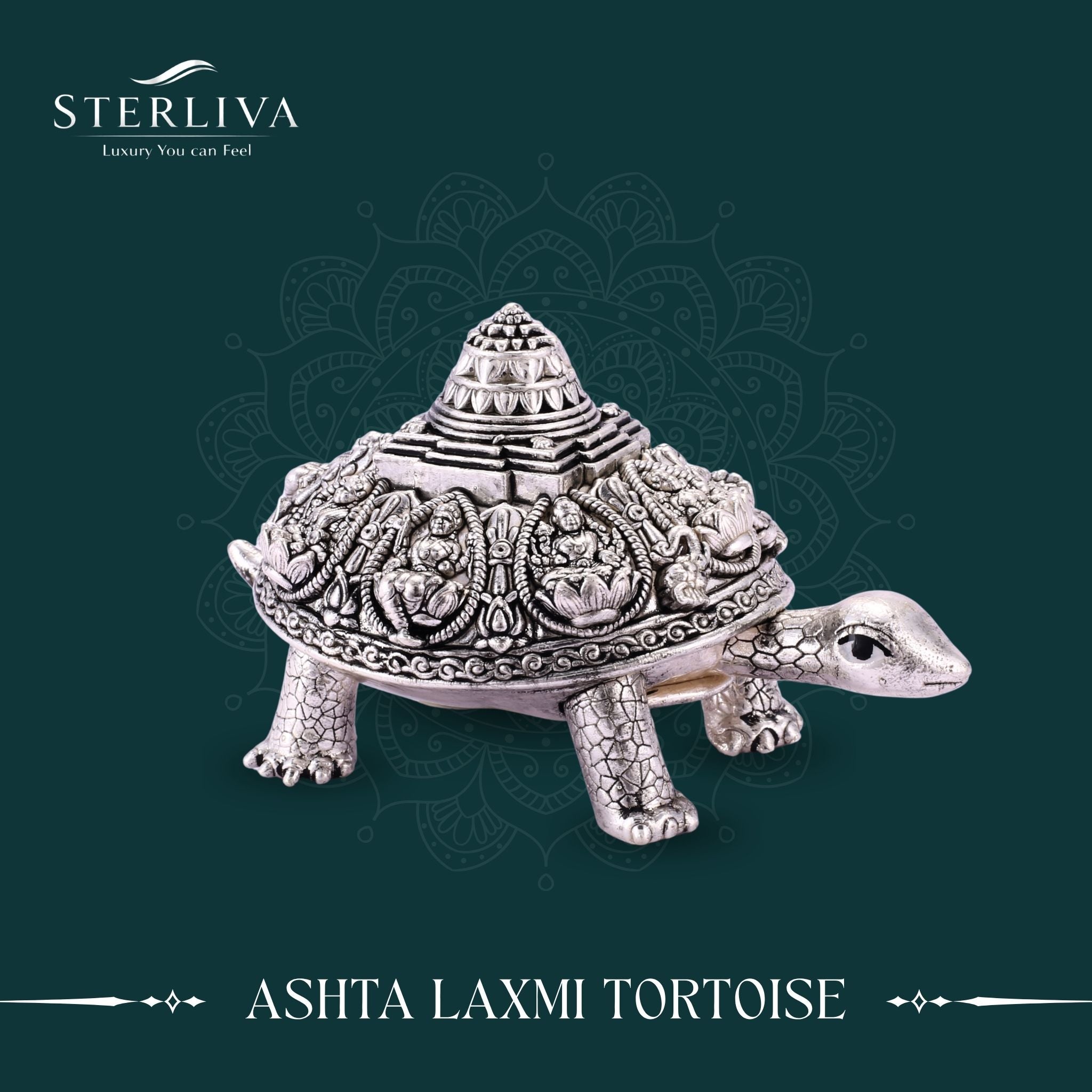 Ashta Laxmi Tortoise Pure Silver Statue