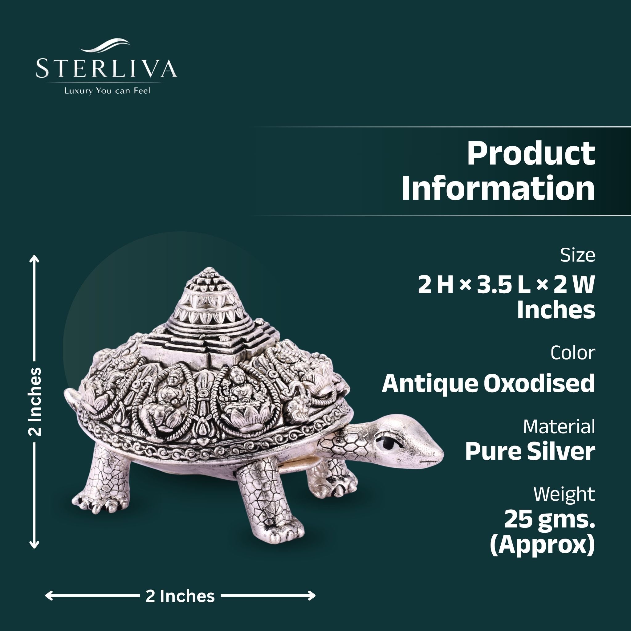 Ashta Laxmi Tortoise Pure Silver Statue