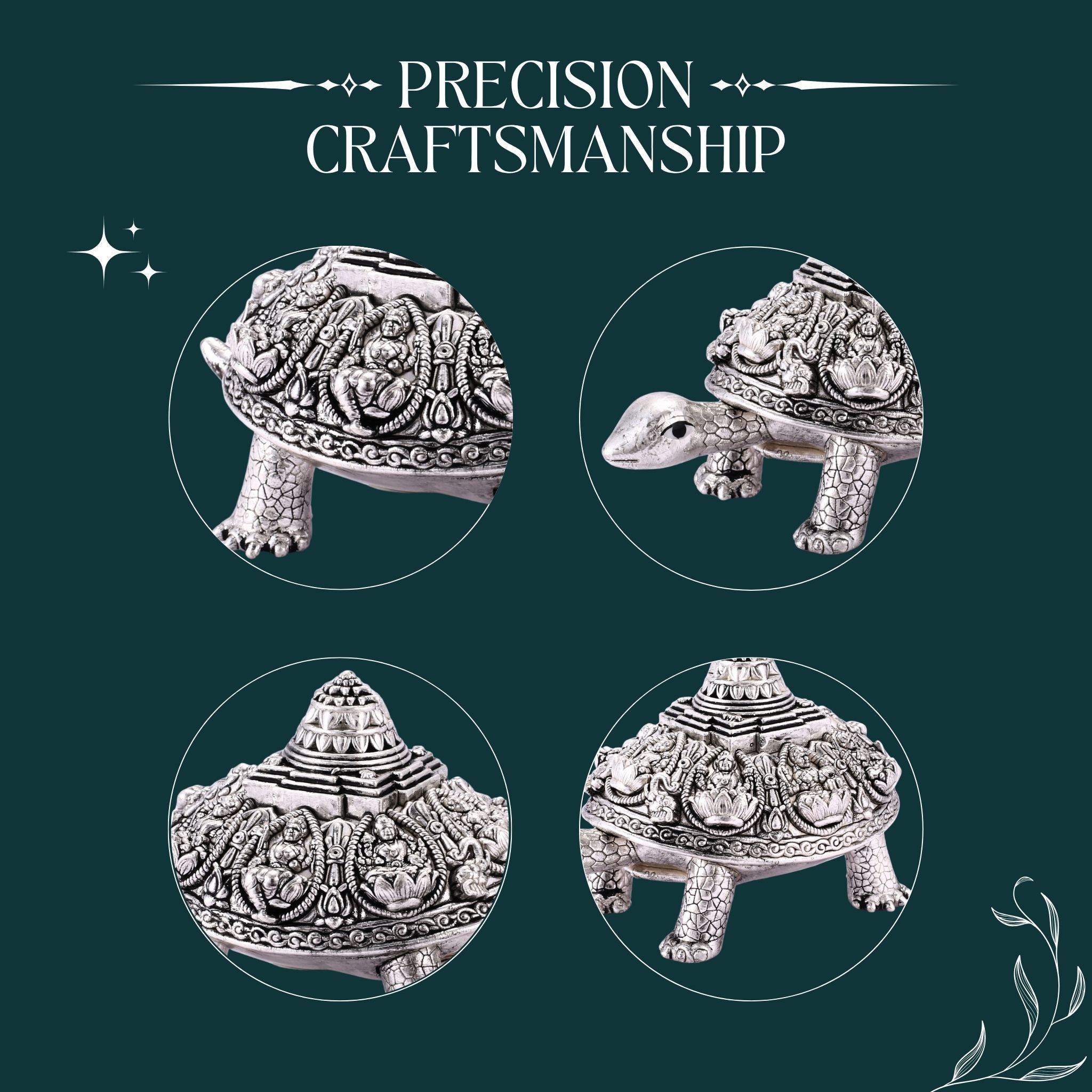 Ashta Laxmi Tortoise Pure Silver Statue
