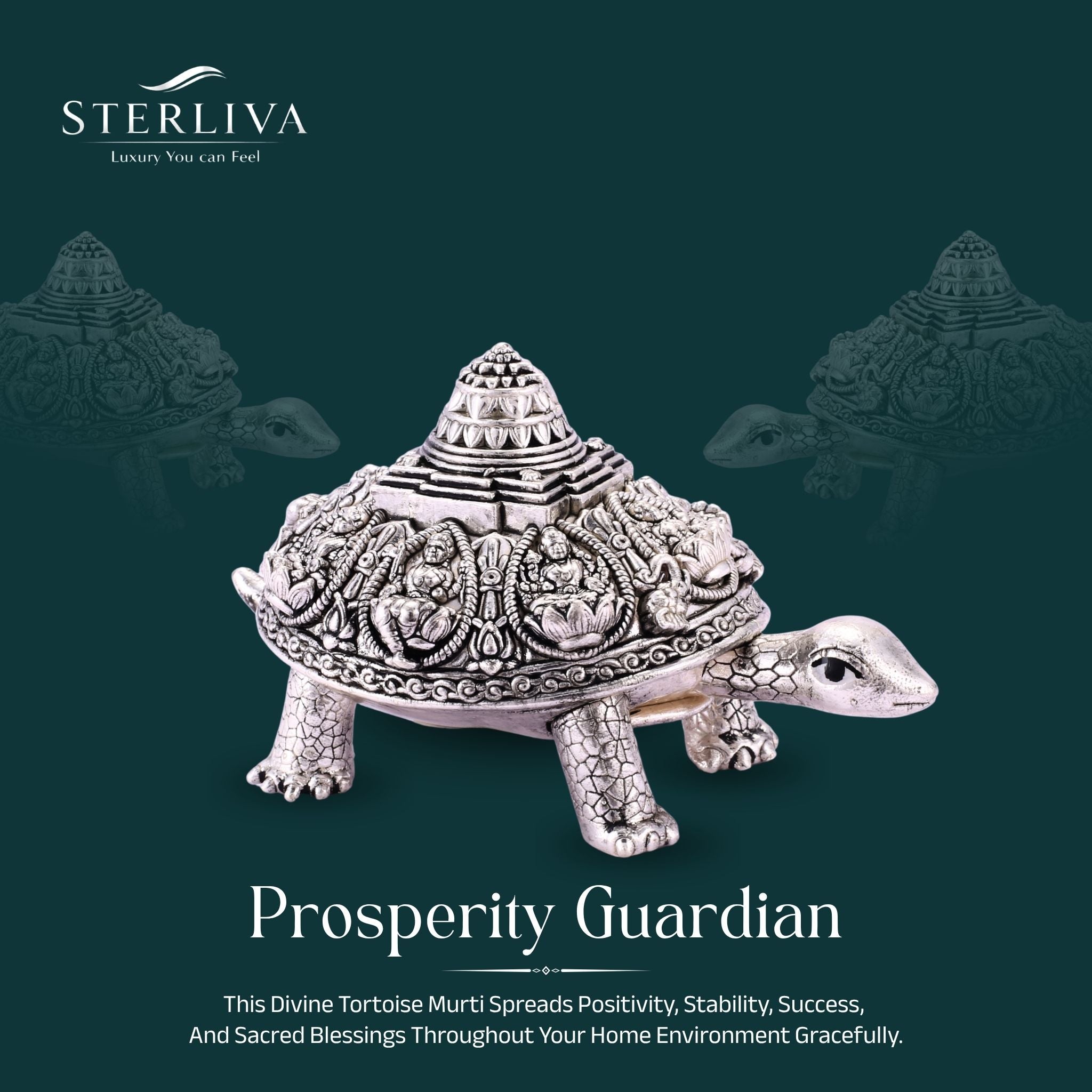 Ashta Laxmi Tortoise Pure Silver Statue