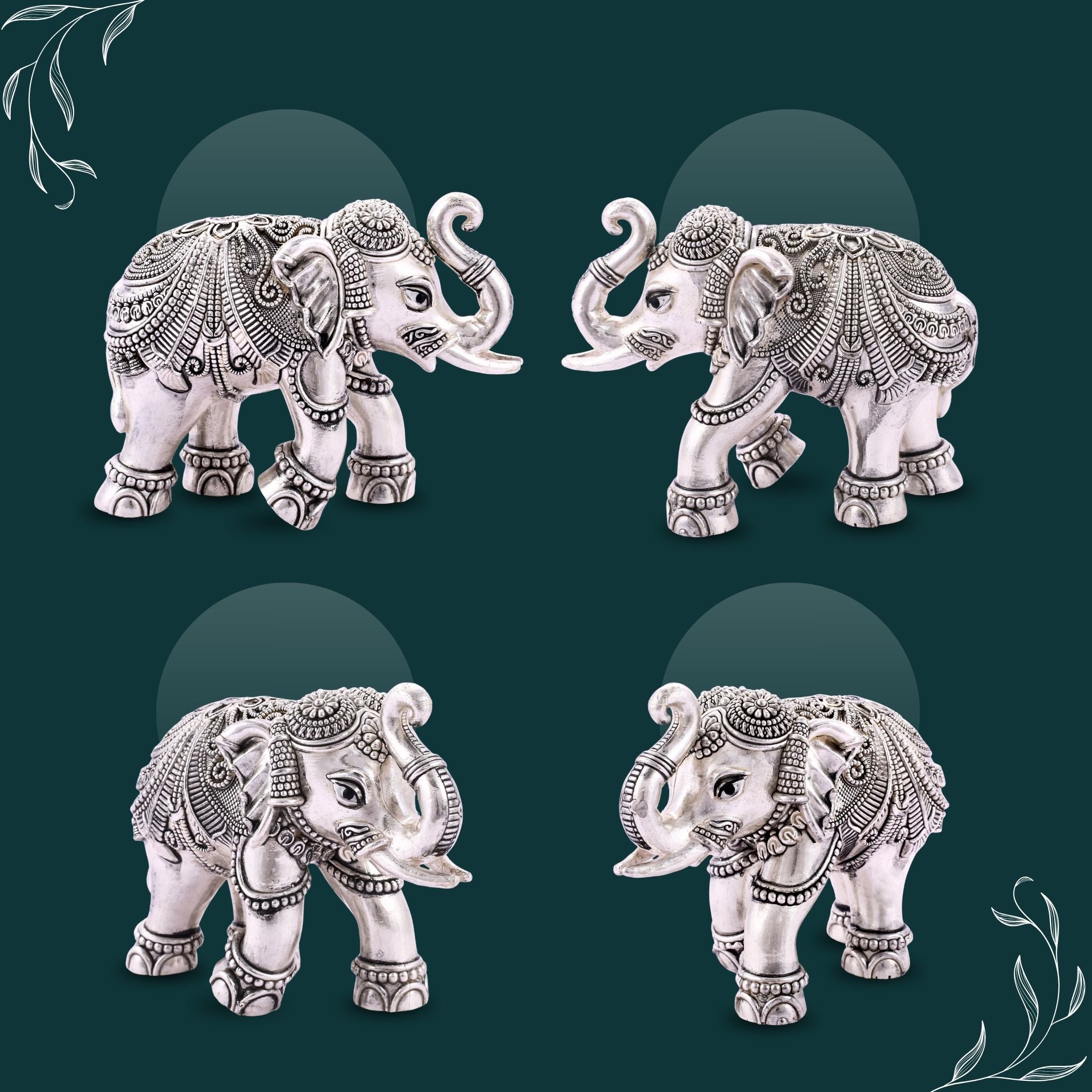 Sterliva Pure Silver Antique Oxidised Elephant Idol