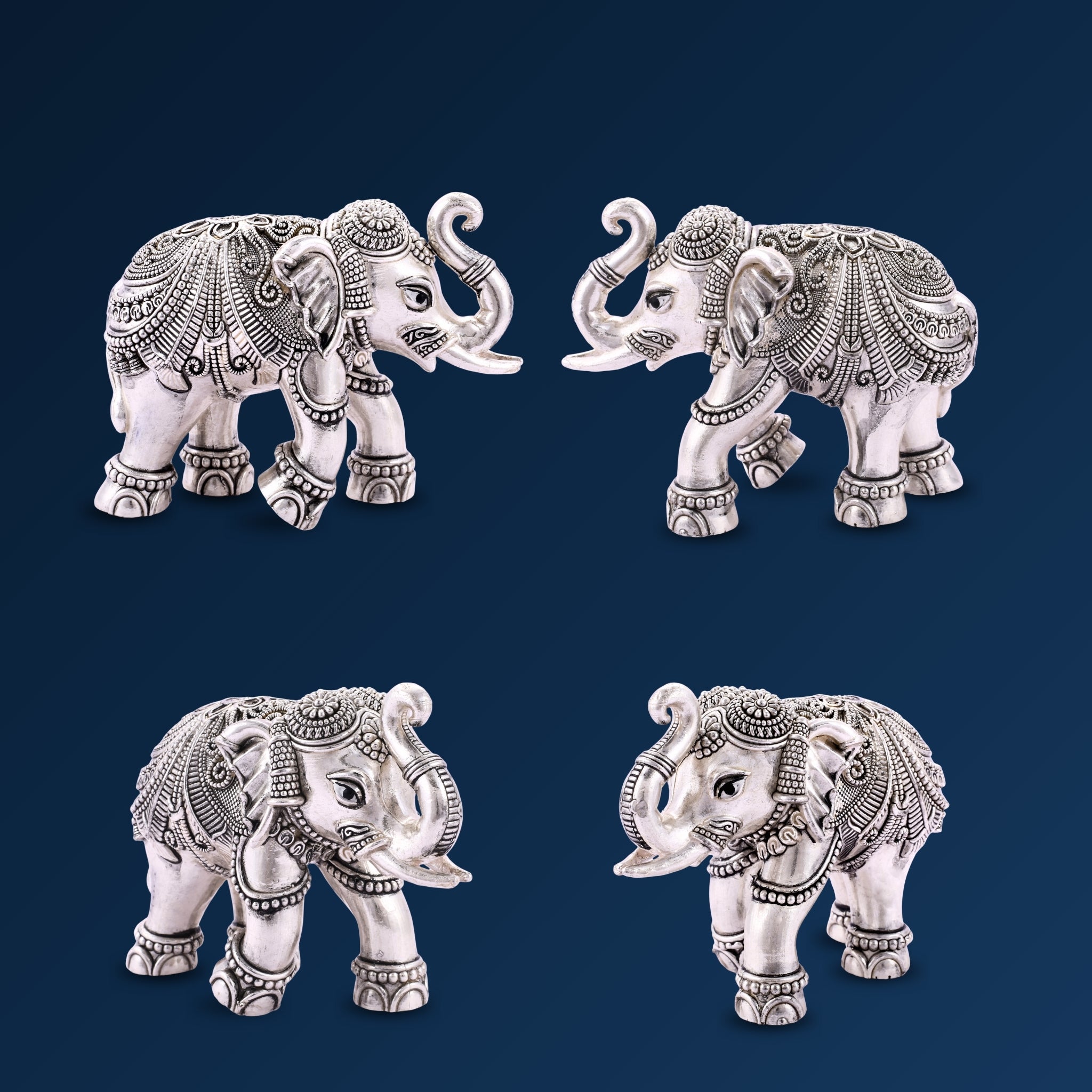 Sterliva Pure Silver Antique Oxidised Elephant Idol