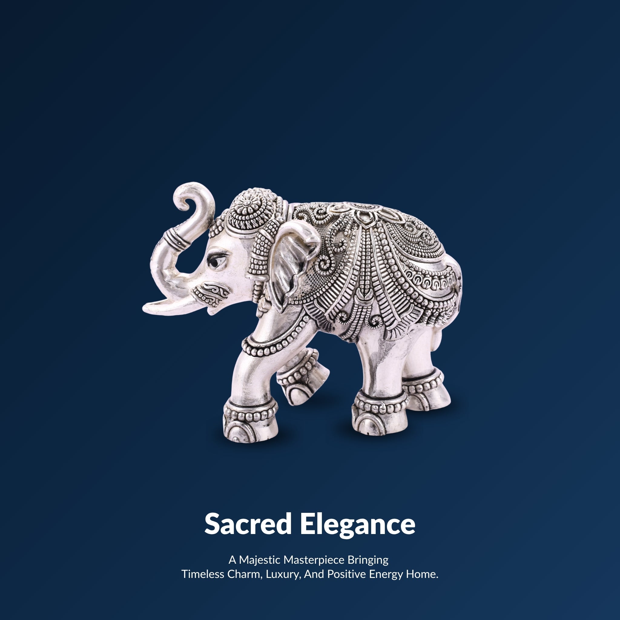 Sterliva Pure Silver Antique Oxidised Elephant Idol