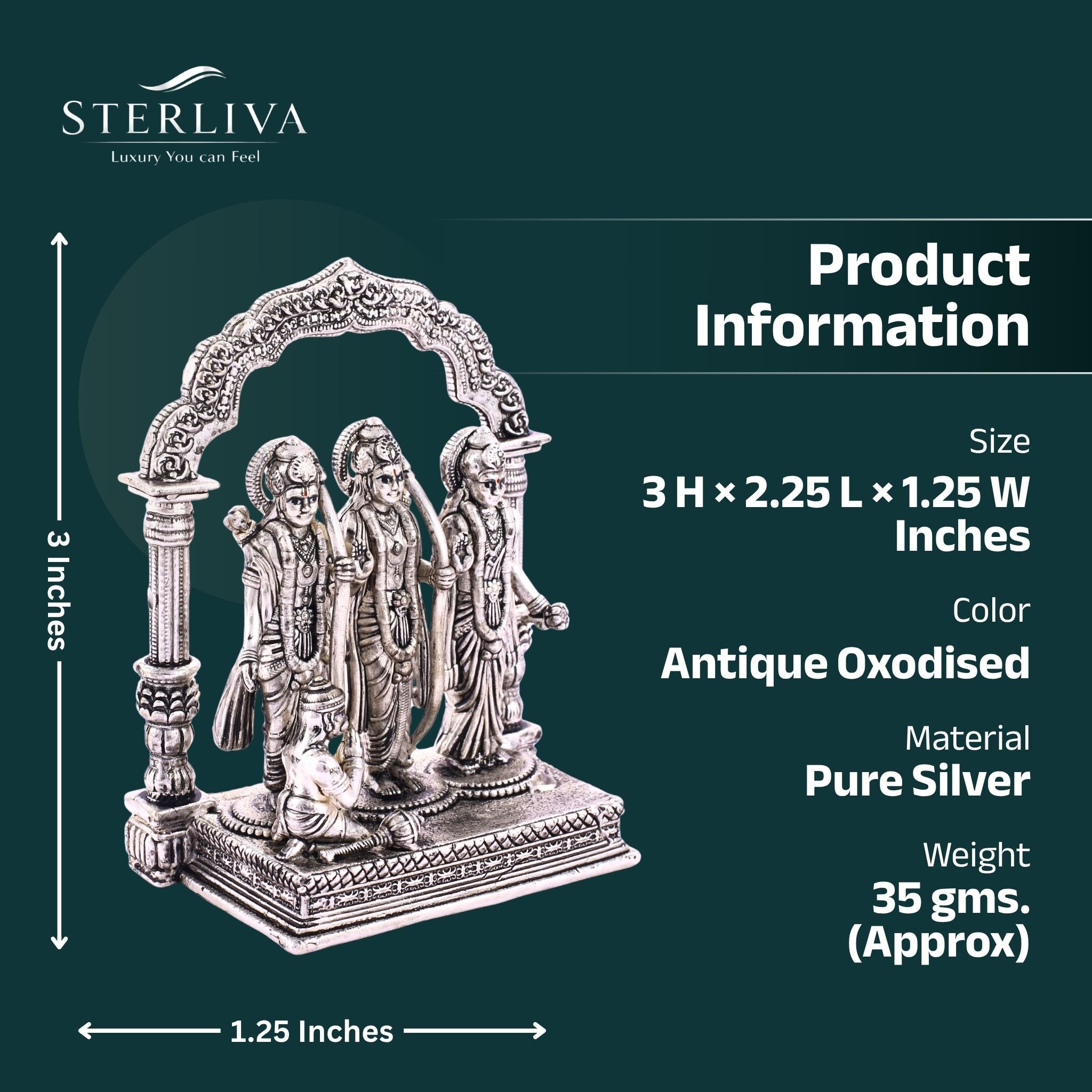 Sterliva Pure Silver Shree Ram Darbar Idol
