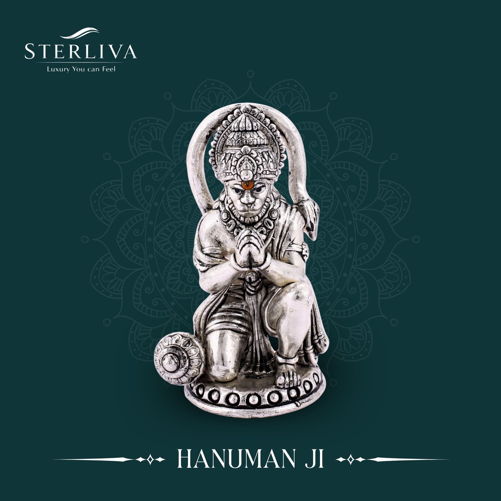 Sterliva Pure Silver Lord Hanuman Ji Sitting Idol