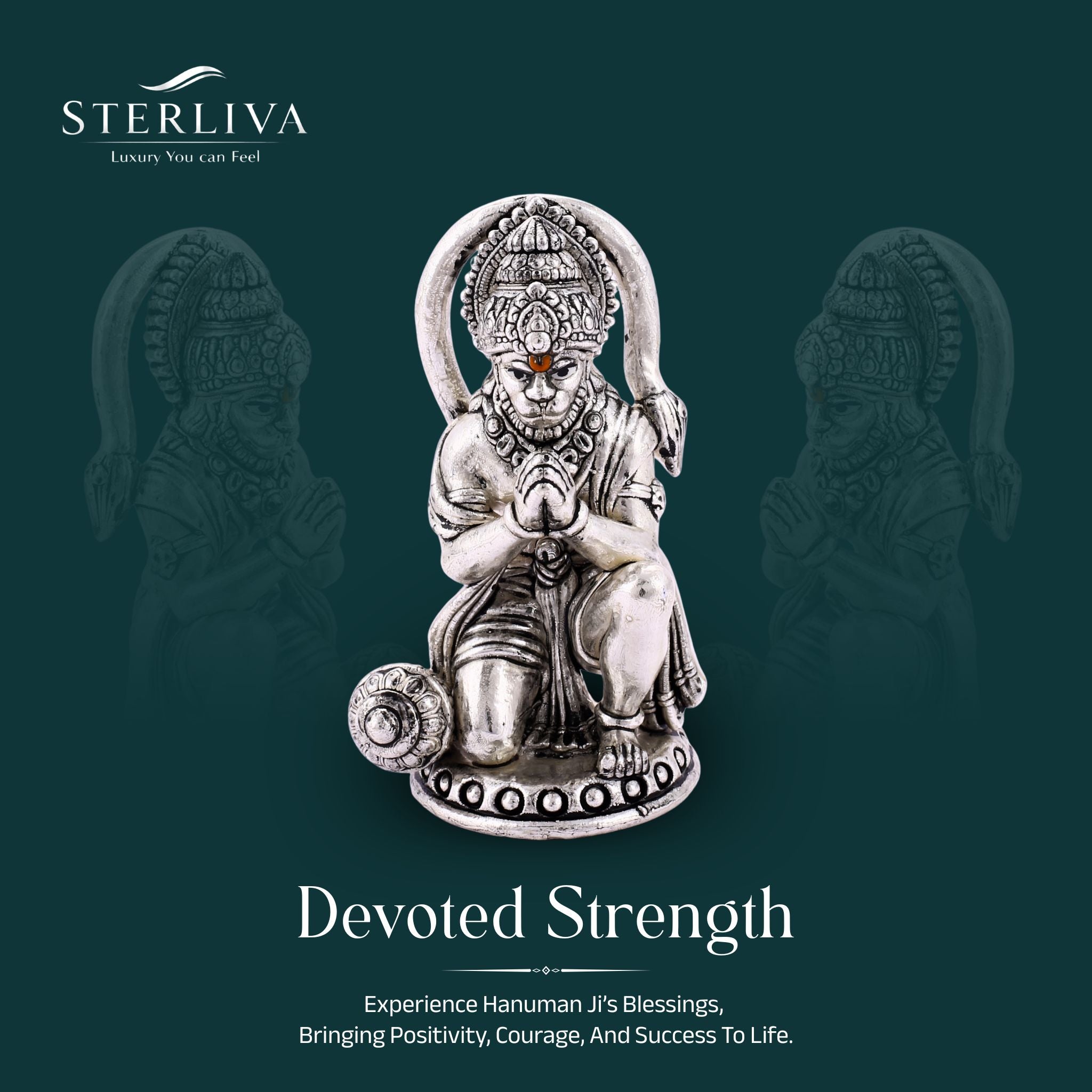 Sterliva Pure Silver Lord Hanuman Ji Sitting Idol