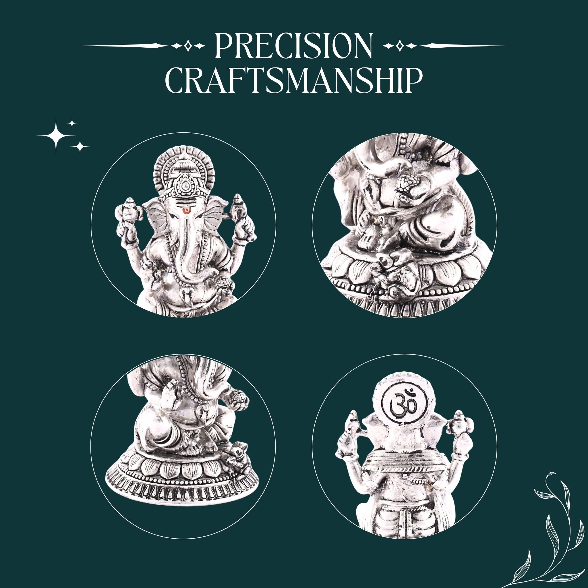 Sterliva Pure Silver Ganesh Ji Round Base Idol