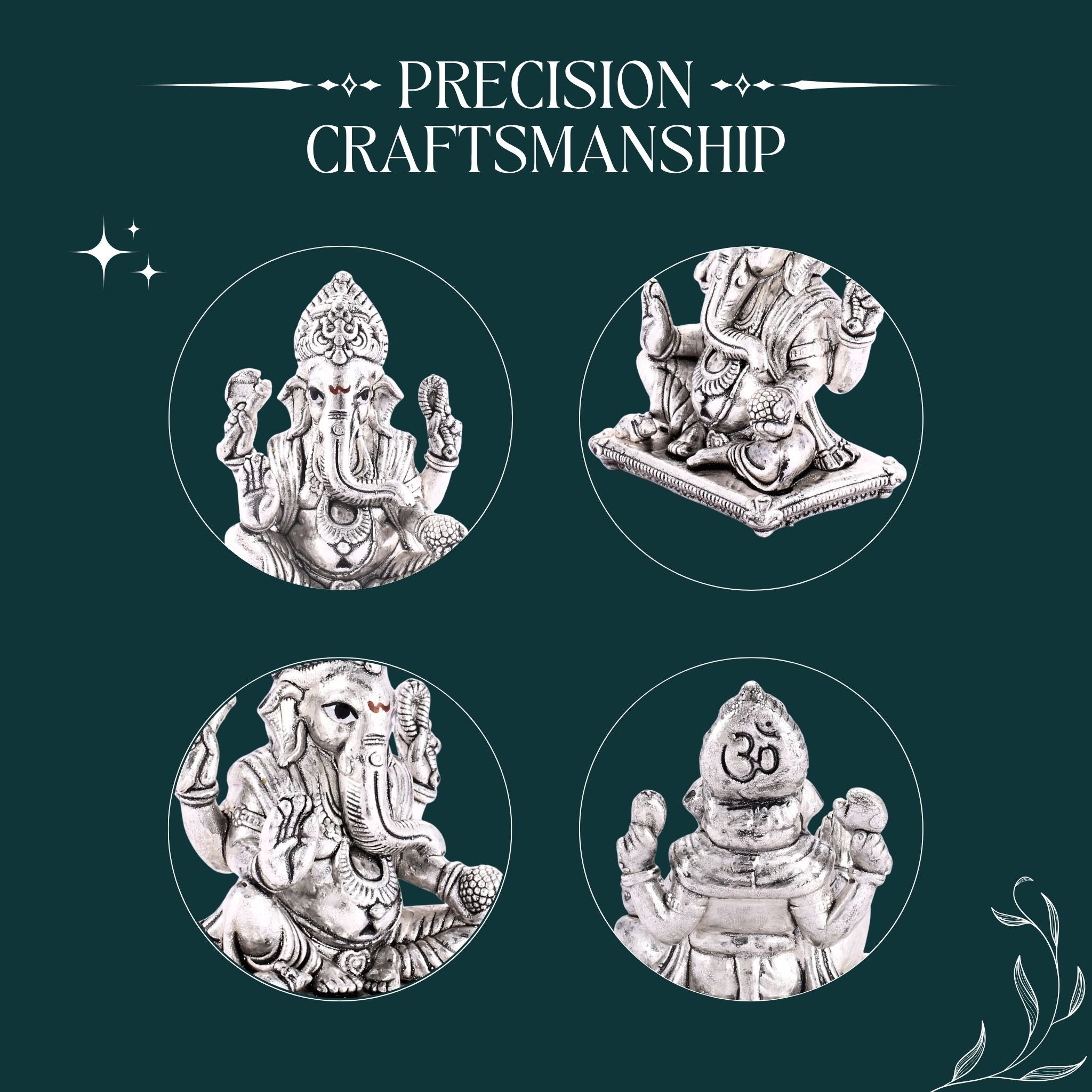Sterliva Pure Silver Ganesh Ji Pat Base Silver Idol