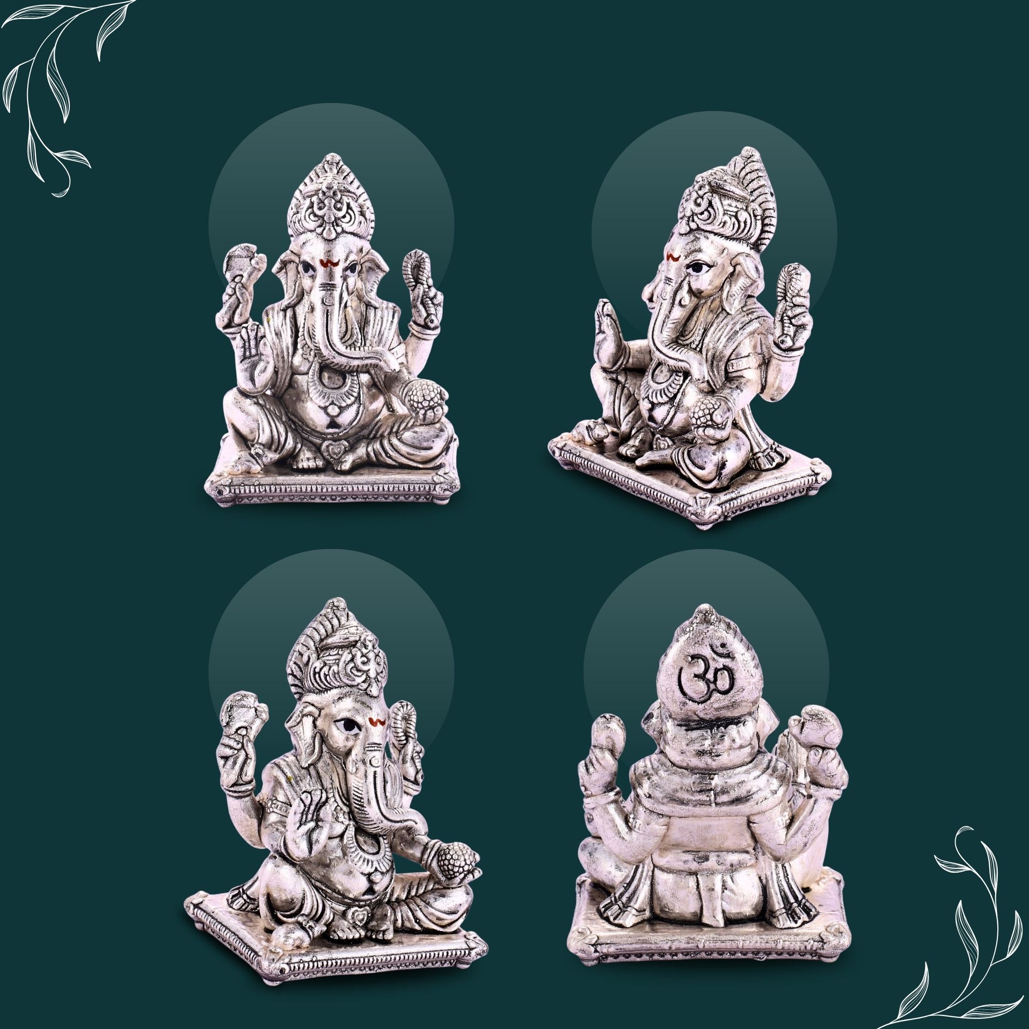 Sterliva Pure Silver Ganesh Ji Pat Base Silver Idol
