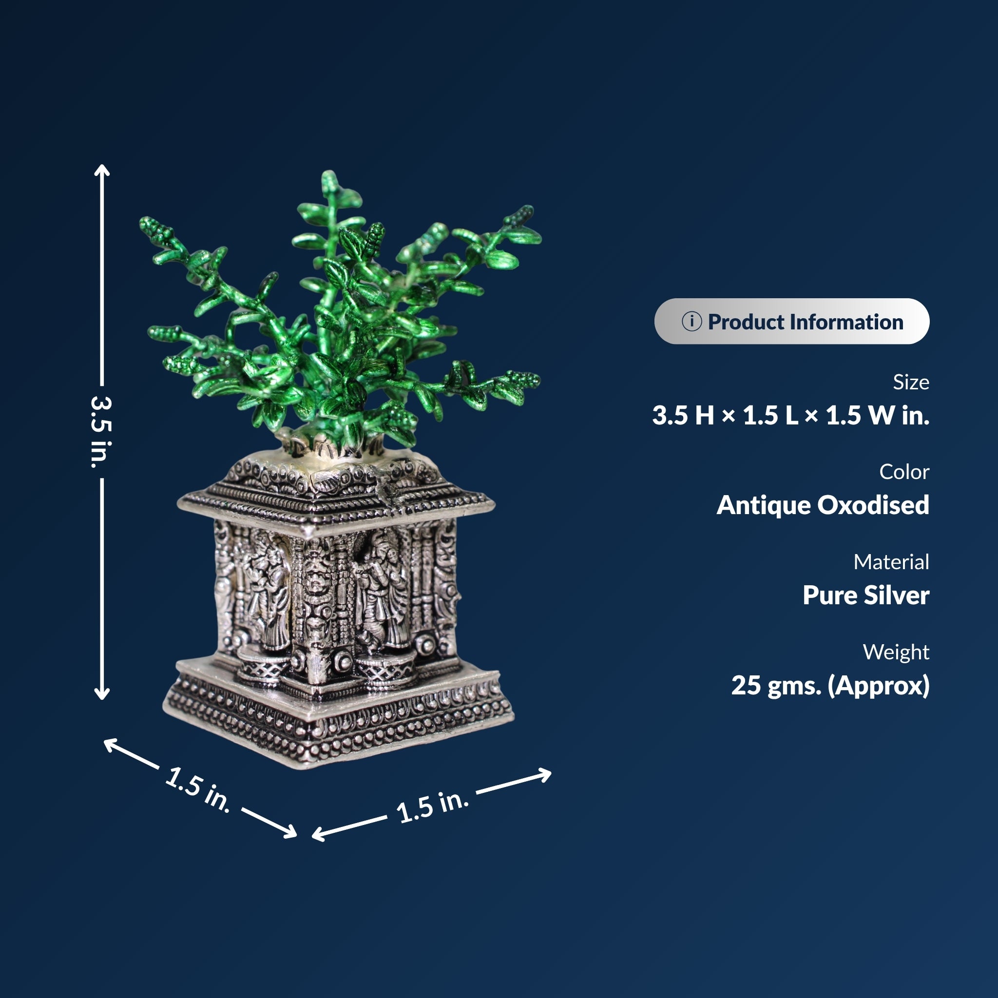 STERLIVA Pure Silver Tulsi Plant Idol