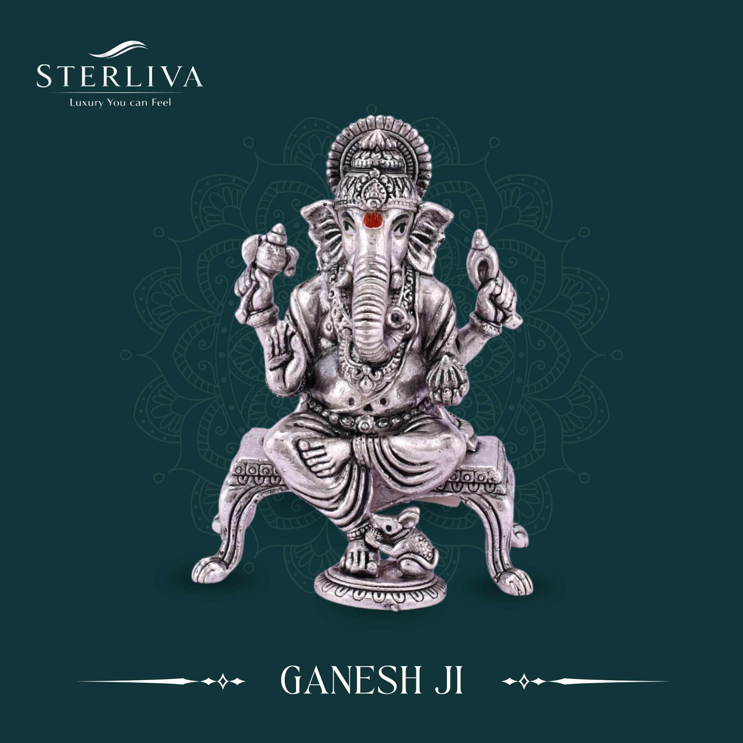 925 Pure Silver Antique Ganesha Idol