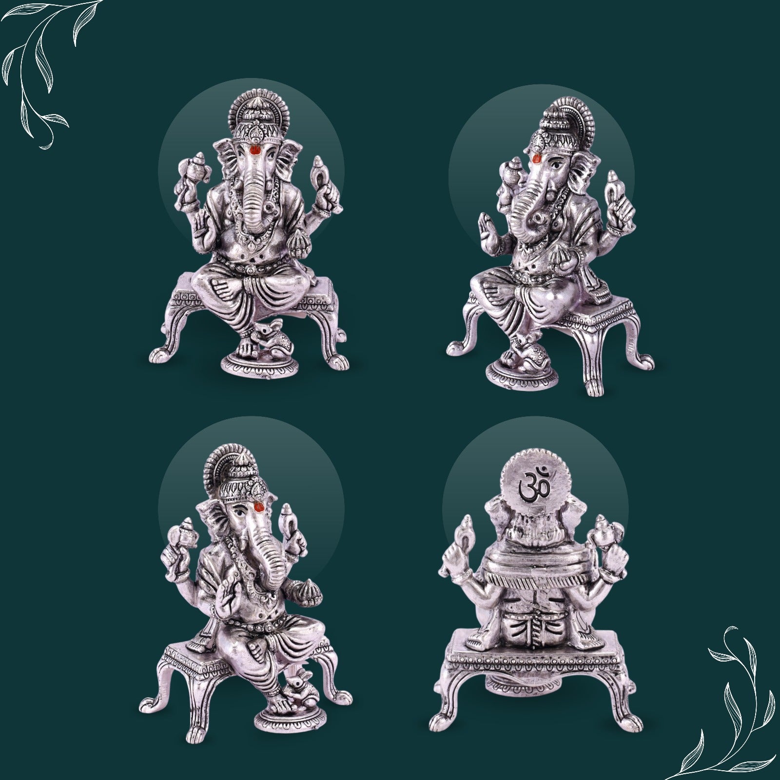 925 Pure Silver Antique Ganesha Idol