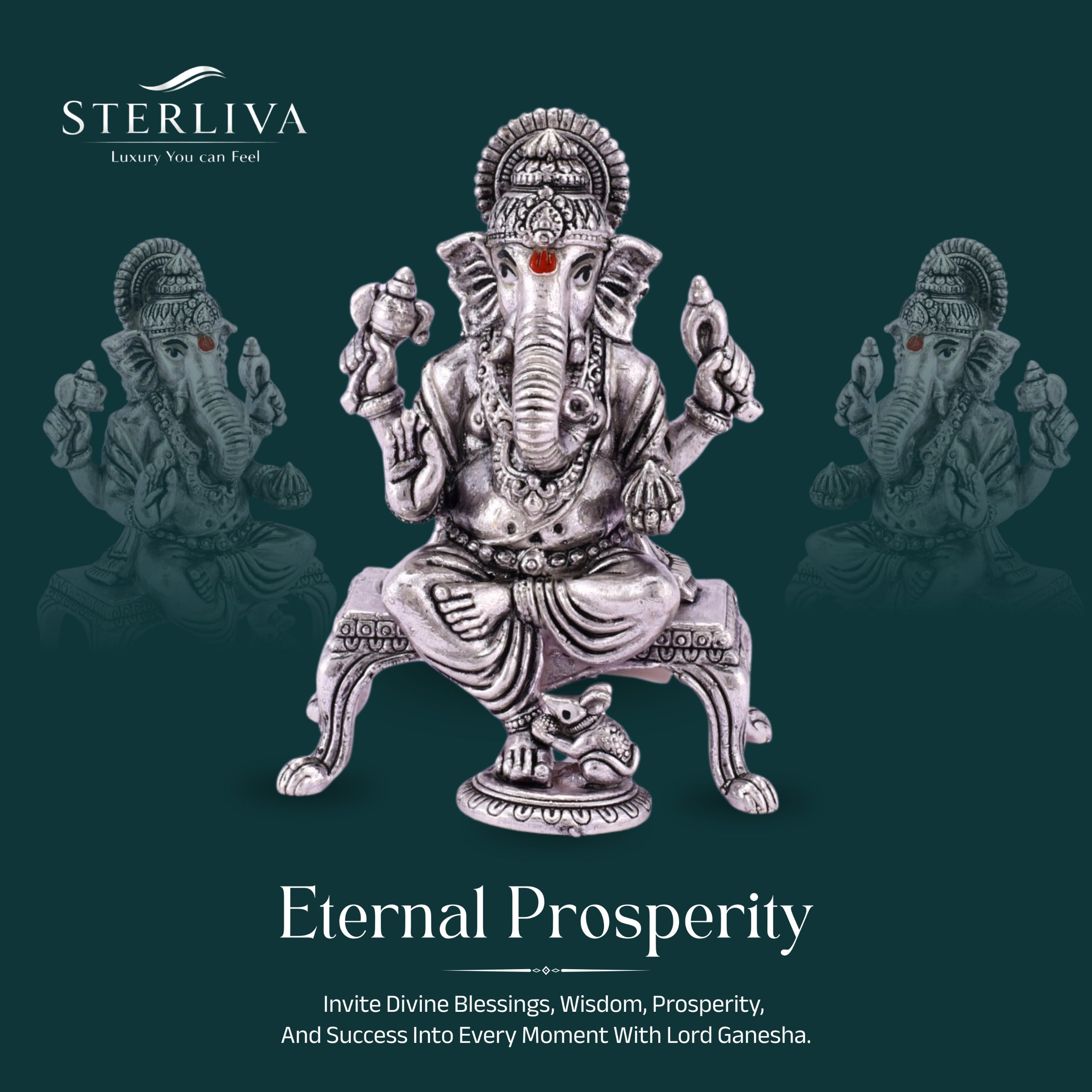925 Pure Silver Antique Ganesha Idol